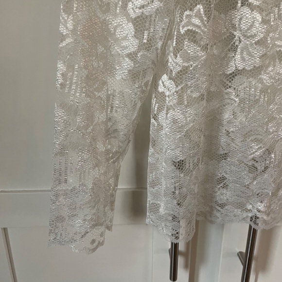 Vintage 80s Lace Sheer Top Blouse Medium - Picture 3 of 6